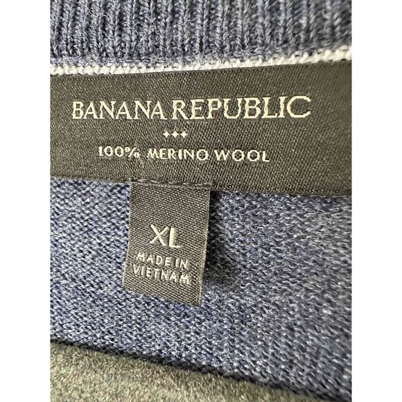 Banana Republic Sweater Mens  XL Blue Crewneck Long Sleeve Merino Wool Knit Soft - Picture 2 of 6